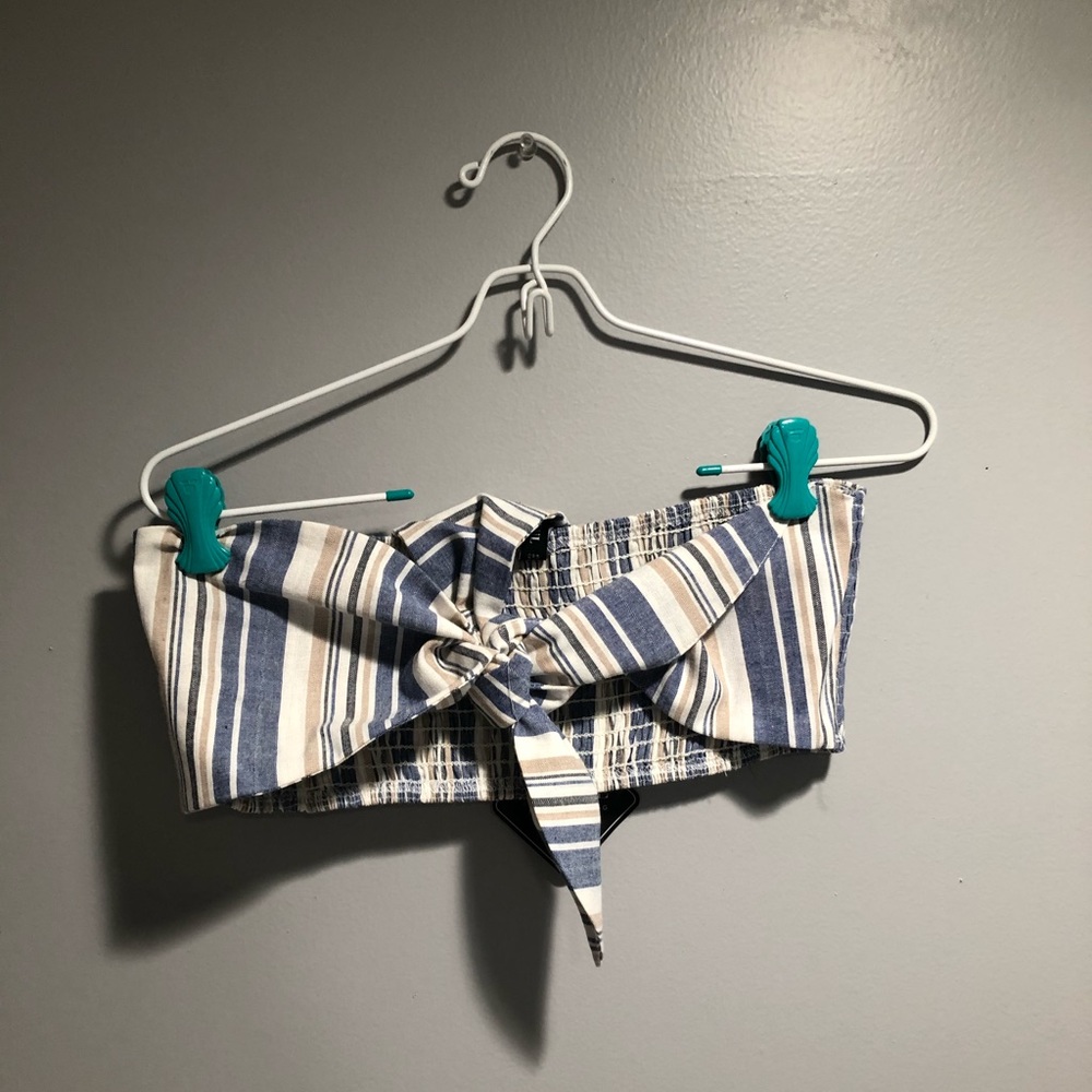 Striped tie front top